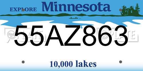 55AZ863 Minnesota License Plate