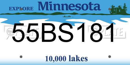55BS181 Minnesota License Plate