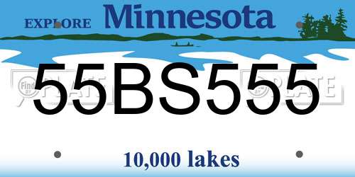 55BS555 Minnesota License Plate