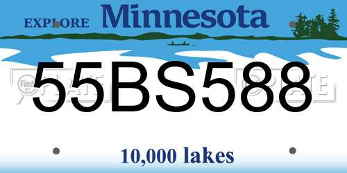 55BS588 Minnesota License Plate