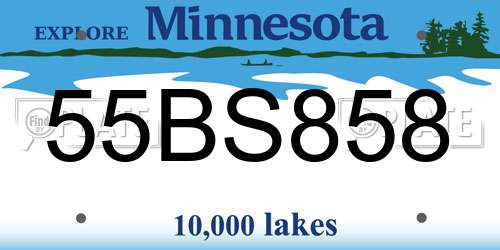 55BS858 Minnesota License Plate