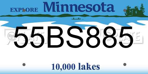 55BS885 Minnesota License Plate