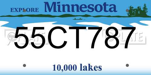 55CT787 Minnesota License Plate