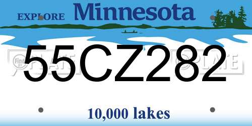 55CZ282 Minnesota License Plate