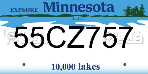 55CZ757 Minnesota License Plate