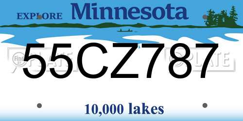 55CZ787 Minnesota License Plate