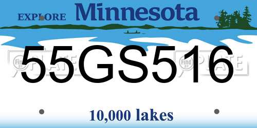 55GS516 Minnesota License Plate