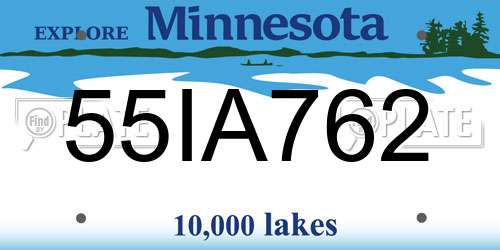 55IA762 Minnesota License Plate