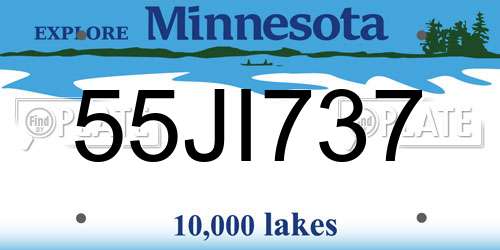 55JI737 Minnesota License Plate