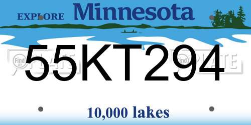 55KT294 Minnesota License Plate