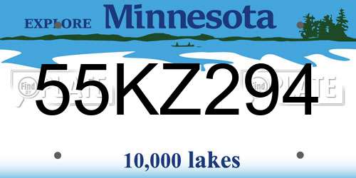 55KZ294 Minnesota License Plate