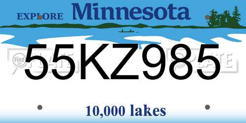 55KZ985 Minnesota License Plate