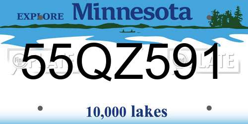 55QZ591 Minnesota License Plate