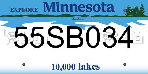 55SB034 Minnesota License Plate