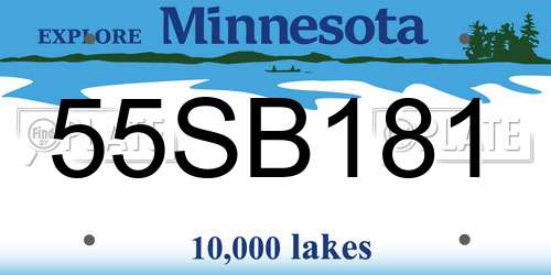 55SB181 Minnesota License Plate