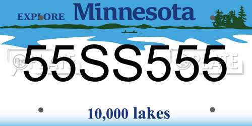 55SS555 Minnesota License Plate