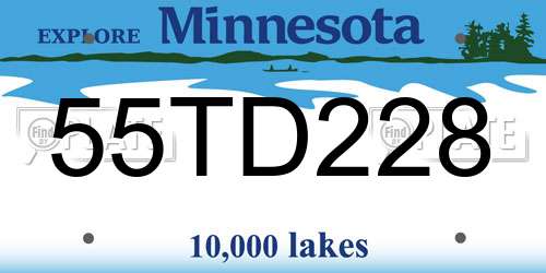 55TD228 Minnesota License Plate