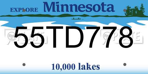 55TD778 Minnesota License Plate