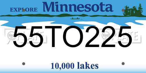 55TO225 Minnesota License Plate