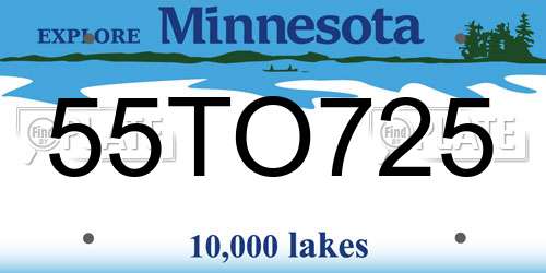 55TO725 Minnesota License Plate
