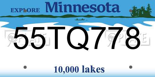 55TQ778 Minnesota License Plate