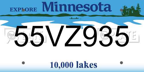 55VZ935 Minnesota License Plate
