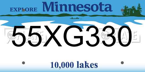 55XG330 Minnesota License Plate