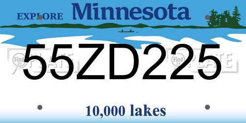 55ZD225 Minnesota License Plate