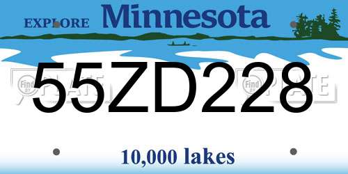 55ZD228 Minnesota License Plate