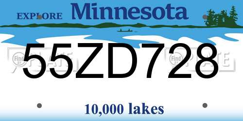 55ZD728 Minnesota License Plate