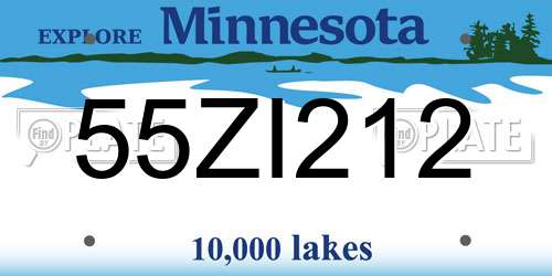 55ZI212 Minnesota License Plate