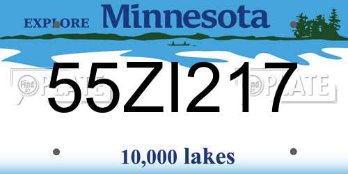 55ZI217 Minnesota License Plate