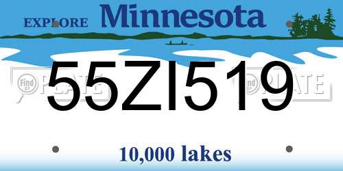 55ZI519 Minnesota License Plate