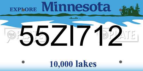 55ZI712 Minnesota License Plate