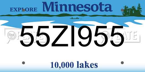 55ZI955 Minnesota License Plate