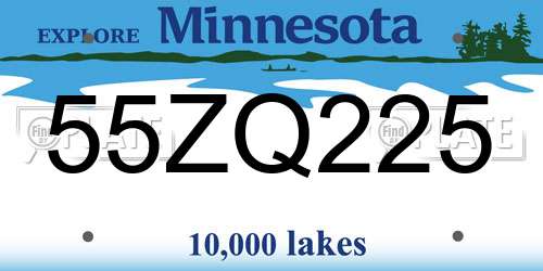 55ZQ225 Minnesota License Plate