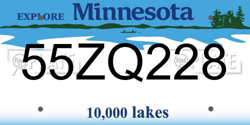 55ZQ228 Minnesota License Plate