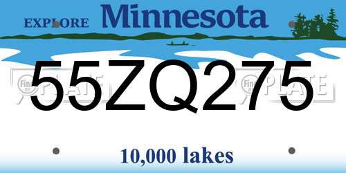 55ZQ275 Minnesota License Plate