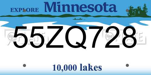 55ZQ728 Minnesota License Plate
