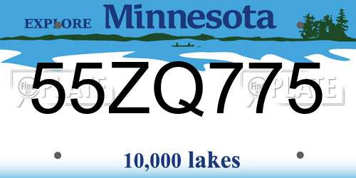 55ZQ775 Minnesota License Plate