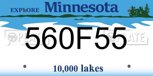 560F55 Minnesota License Plate