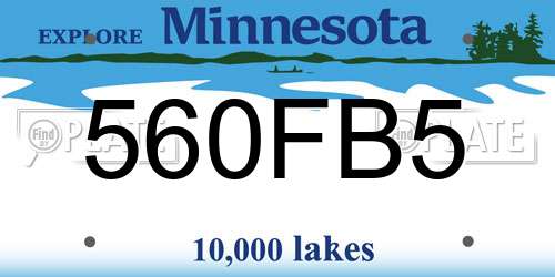 560FB5 Minnesota License Plate