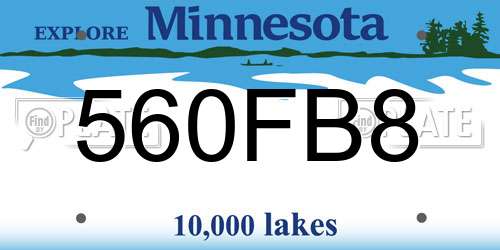 560FB8 Minnesota License Plate