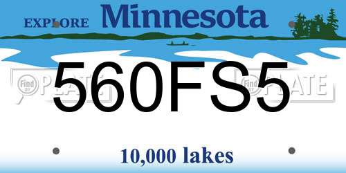 560FS5 Minnesota License Plate