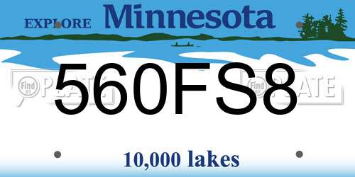 560FS8 Minnesota License Plate