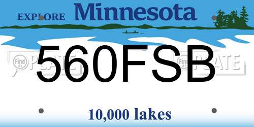 560FSB Minnesota License Plate