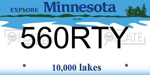 560RTY Minnesota License Plate