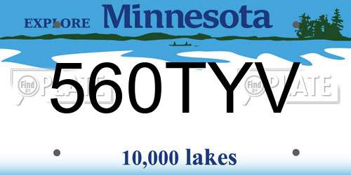 560TYV Minnesota License Plate