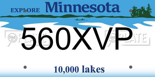 560XVP Minnesota License Plate