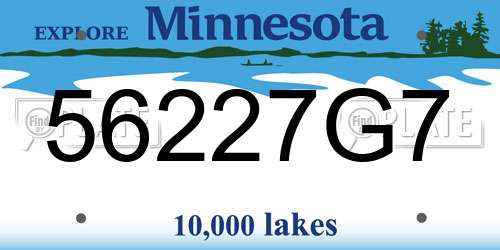 56227G7 Minnesota License Plate